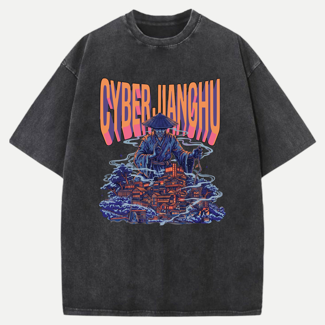 Cyber Jianghu Futuristic Graphic T-Shirt