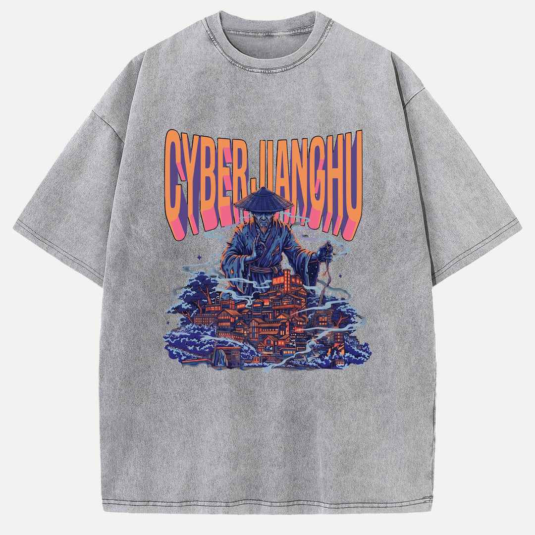 Cyber Jianghu Futuristic Graphic T-Shirt