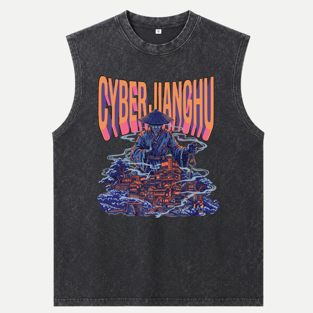 Cyber Jianghu Futuristic Graphic T-Shirt
