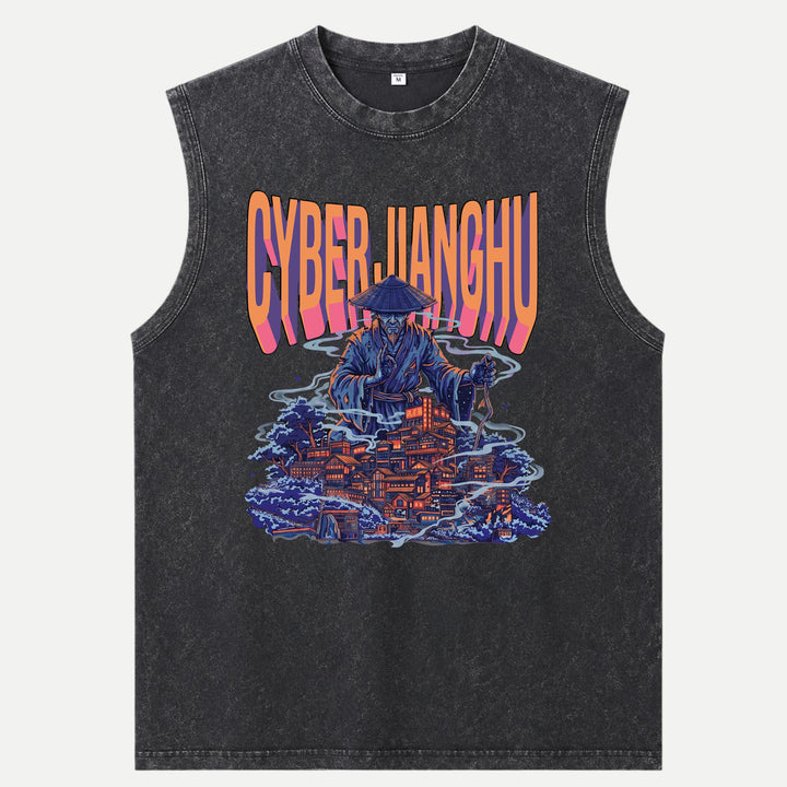Cyber Jianghu Futuristic Graphic T-Shirt