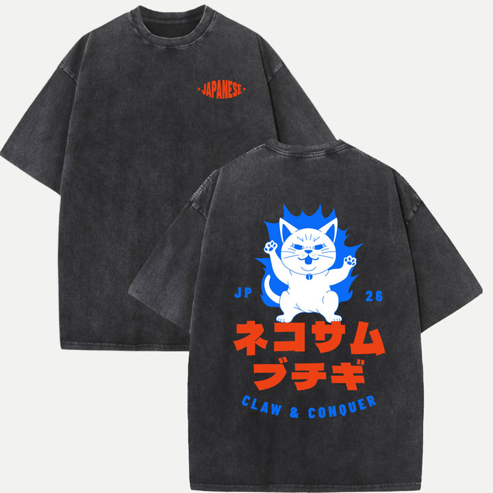 Japanese Cat Claw &amp; Conquer Graphic T-Shirt