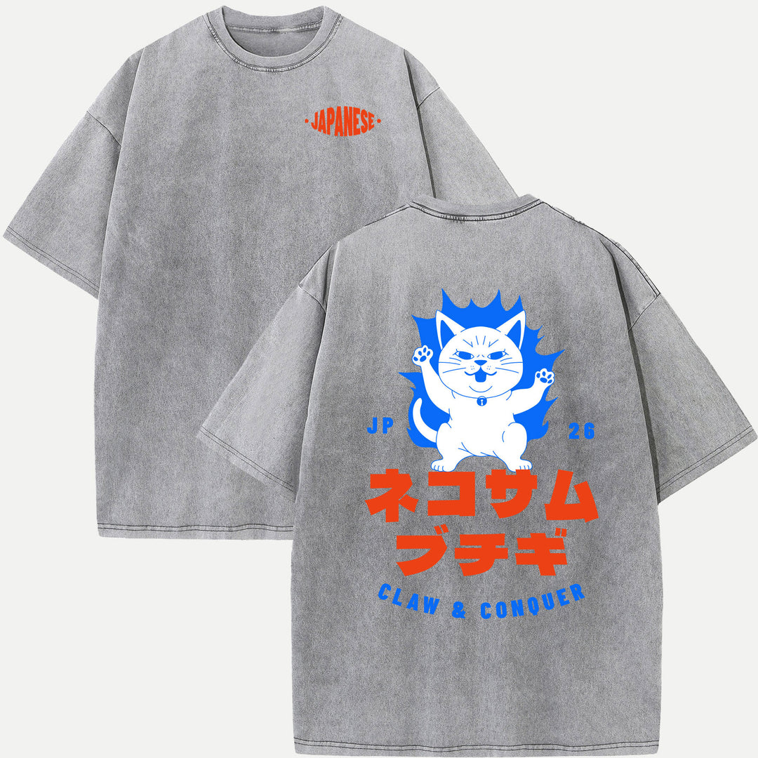Japanese Cat Claw &amp; Conquer Graphic T-Shirt