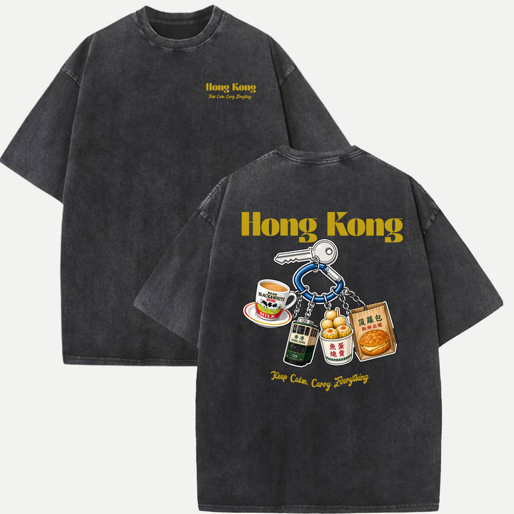 Hong Kong Street Food Keychain Graphic T-Shirt