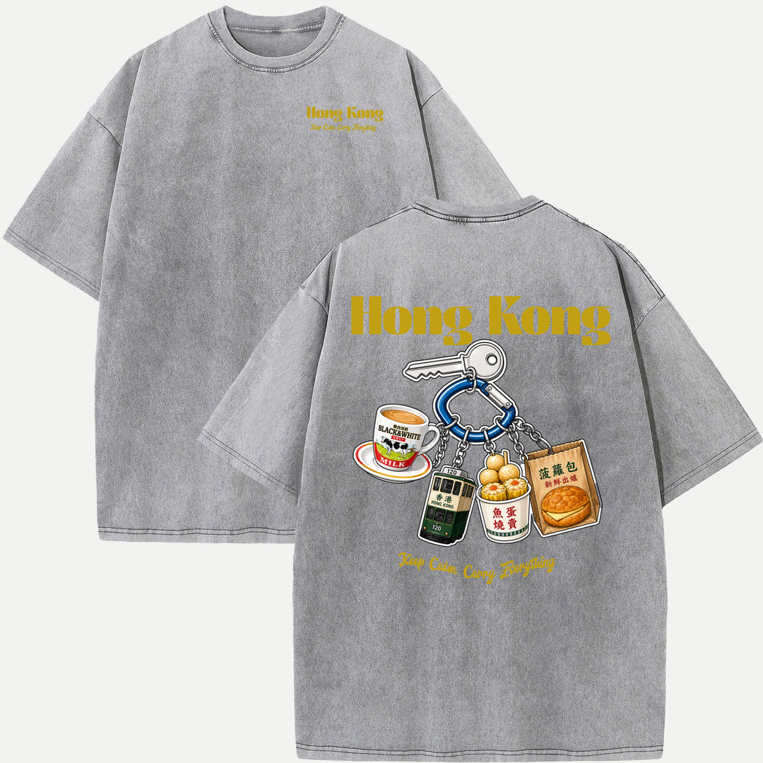 Hong Kong Street Food Keychain Graphic T-Shirt