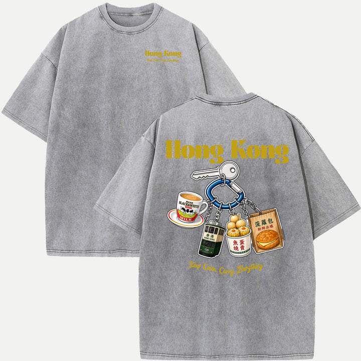 Hong Kong Street Food Keychain Graphic T-Shirt
