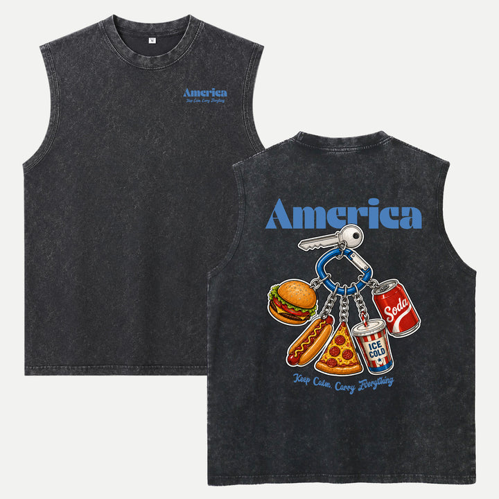 America Fast Food Keychain Graphic T-Shirt