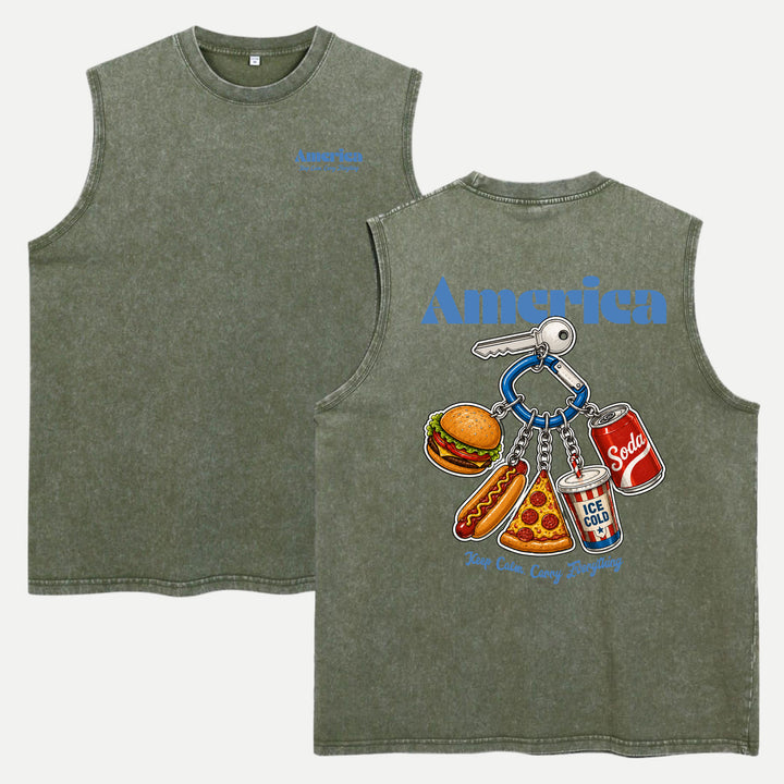 America Fast Food Keychain Graphic T-Shirt