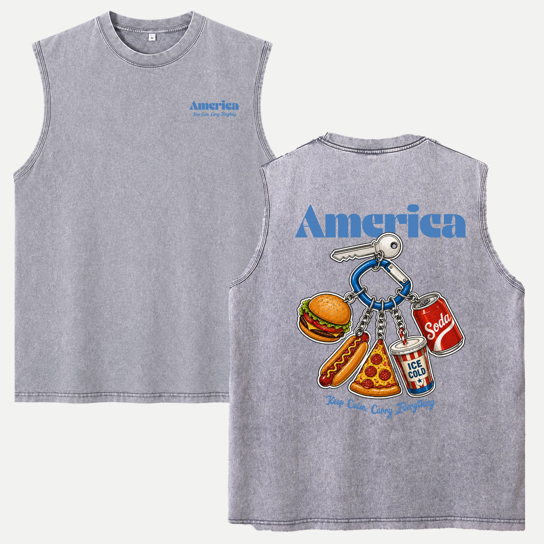 America Fast Food Keychain Graphic T-Shirt