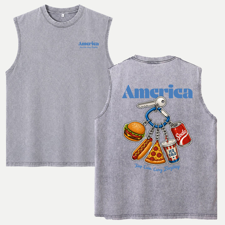 America Fast Food Keychain Graphic T-Shirt