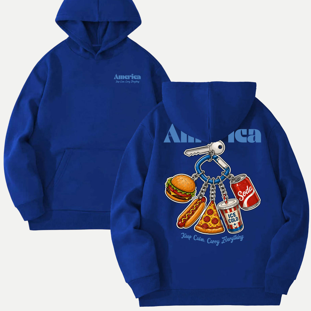 America Fast Food Keychain Graphic T-Shirt
