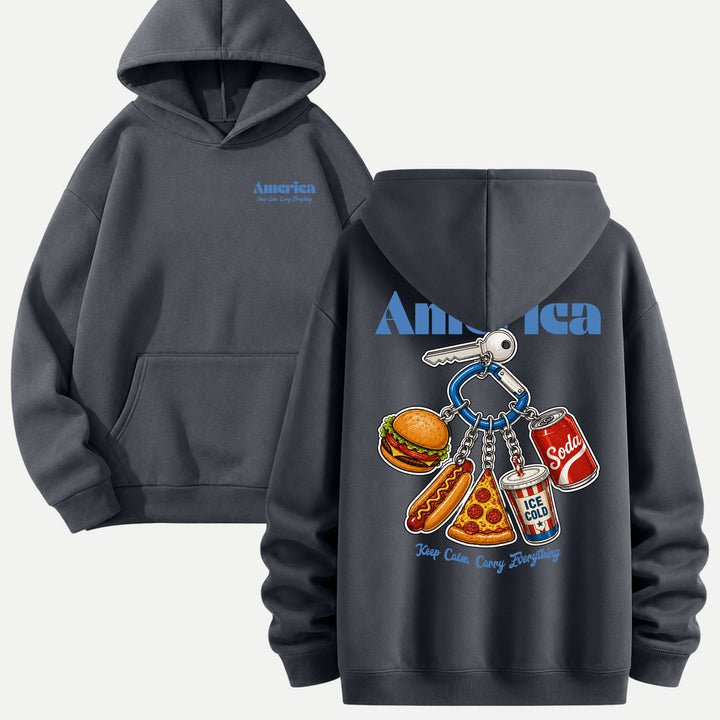 America Fast Food Keychain Graphic T-Shirt