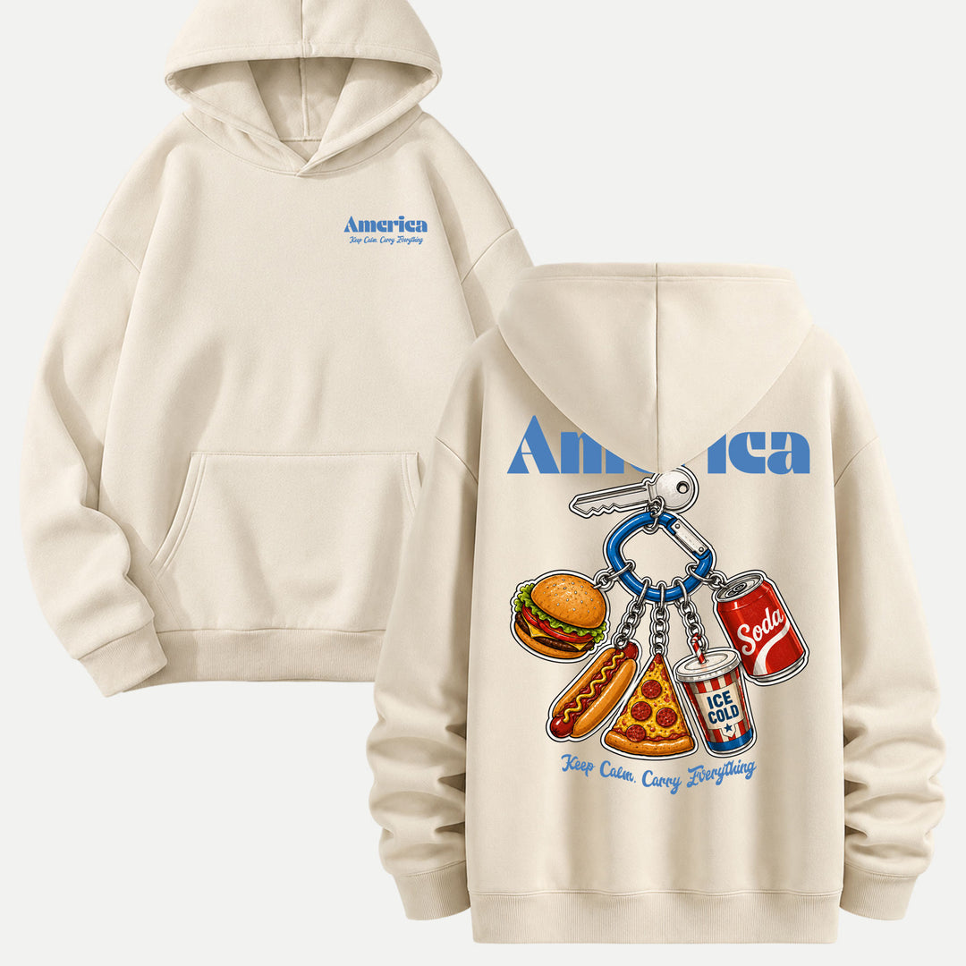America Fast Food Keychain Graphic T-Shirt