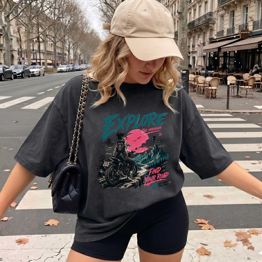 Vintage Explore Biker Graphic T-shirt