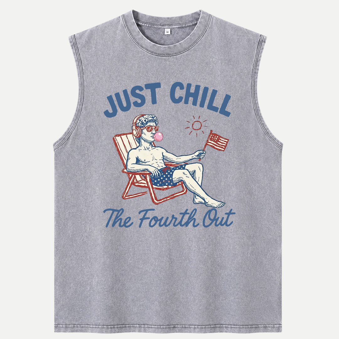 Just Chill The Fourth Out Statue Graphic T-Shirt