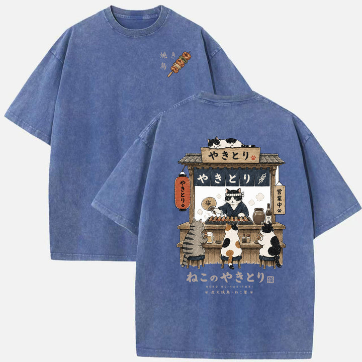 Japanese Neko No Yakitori Cat Graphic T-Shirt