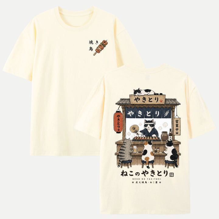 Japanese Neko No Yakitori Cat Graphic T-Shirt