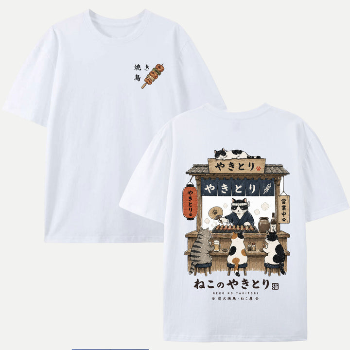 Japanese Neko No Yakitori Cat Graphic T-Shirt