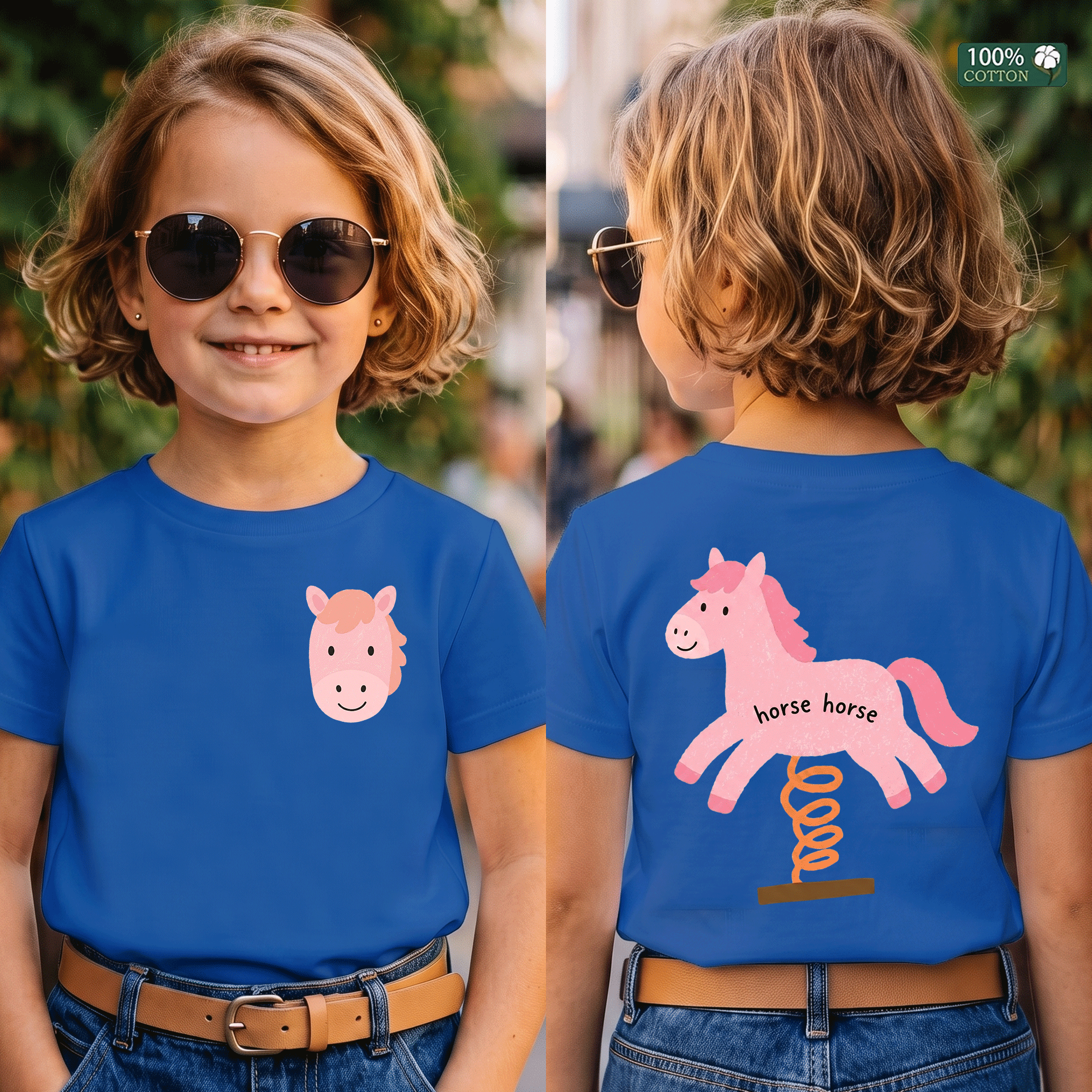 Cute Pink Horse Horse Kids Graphic T-Shirt