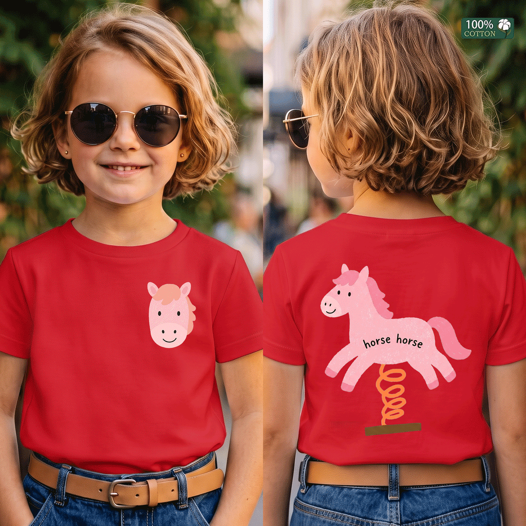 Cute Pink Horse Horse Kids Graphic T-Shirt