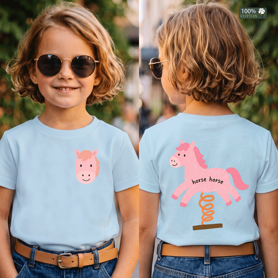 Cute Pink Horse Horse Kids Graphic T-Shirt