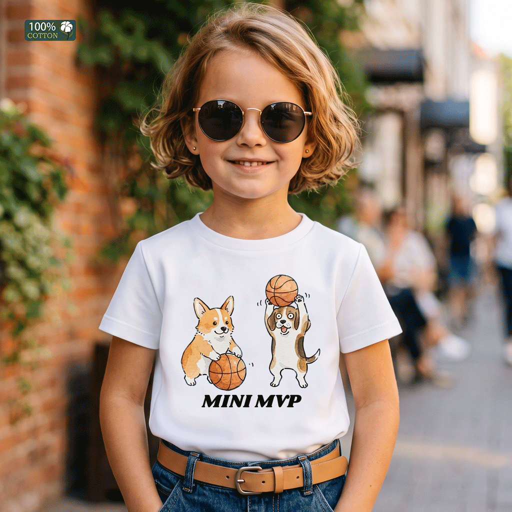 Mini MVP Basketball Dogs Kids T-Shirt