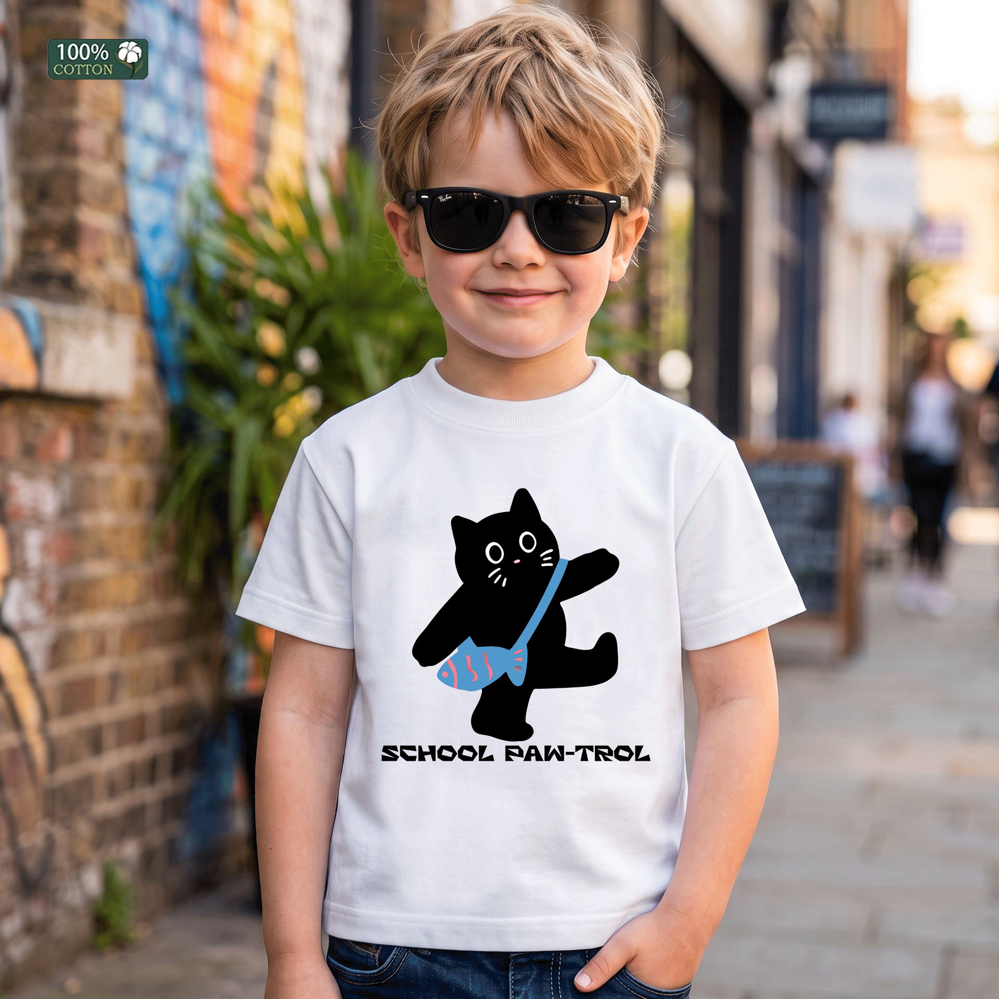 School Paw-Trol Cat Kids T-Shirt