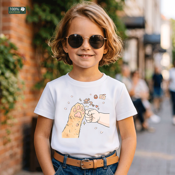 Cat Paw Fist Bump Kids T-Shirt