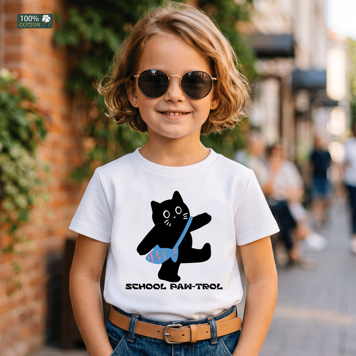 School Paw-Trol Cat Kids T-Shirt