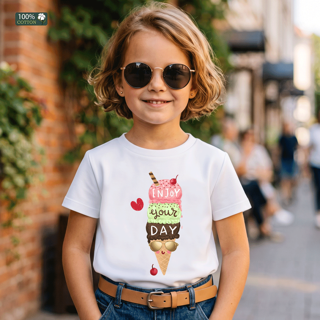 Enjoy Your Day Ice Cream Kids Graphic T-Shirt