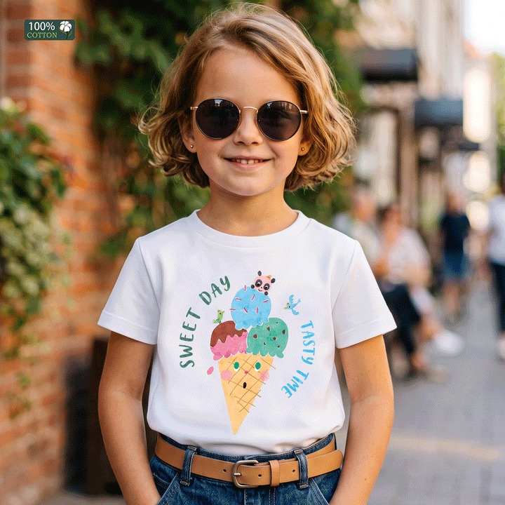Sweet Day Tasty Time Ice Cream Kids Graphic T-Shirt