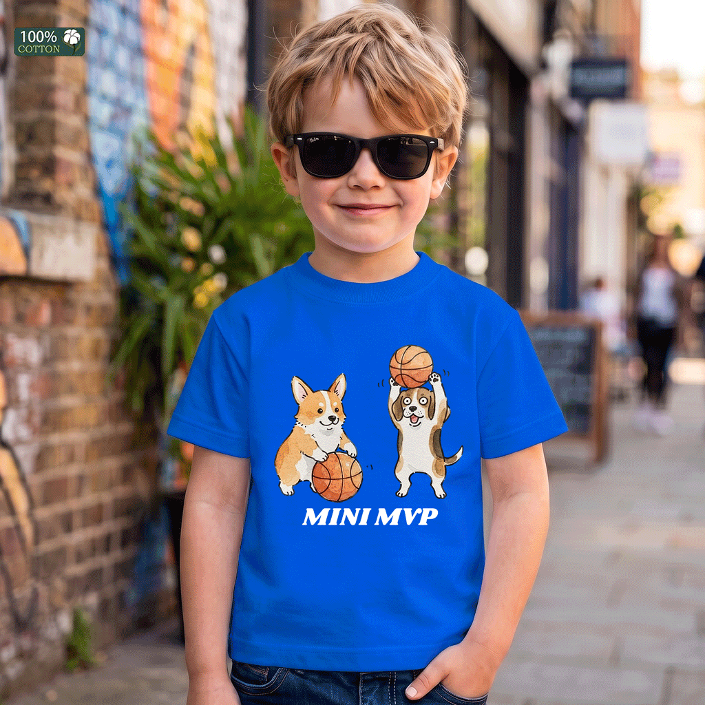 Mini MVP Basketball Dogs Kids T-Shirt