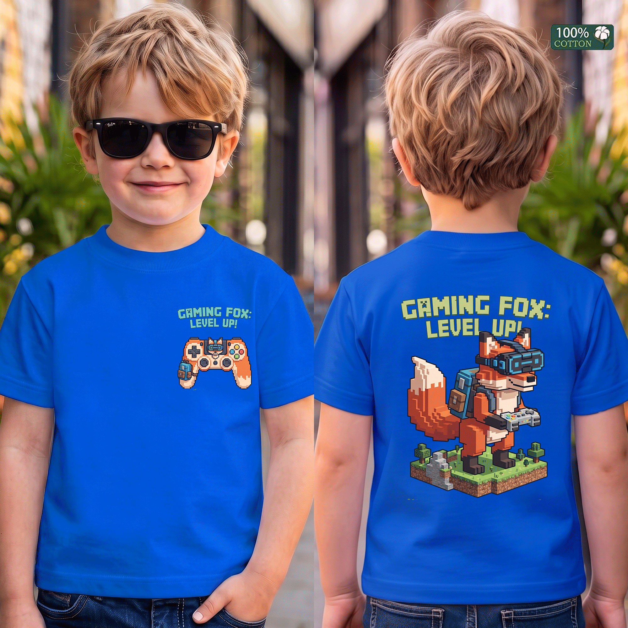 Gaming Fox Level Up Kids Graphic T-Shirt