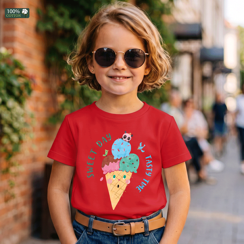 Sweet Day Tasty Time Ice Cream Kids Graphic T-Shirt
