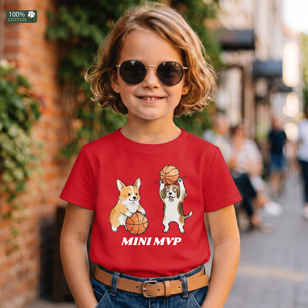 Mini MVP Basketball Dogs Kids T-Shirt