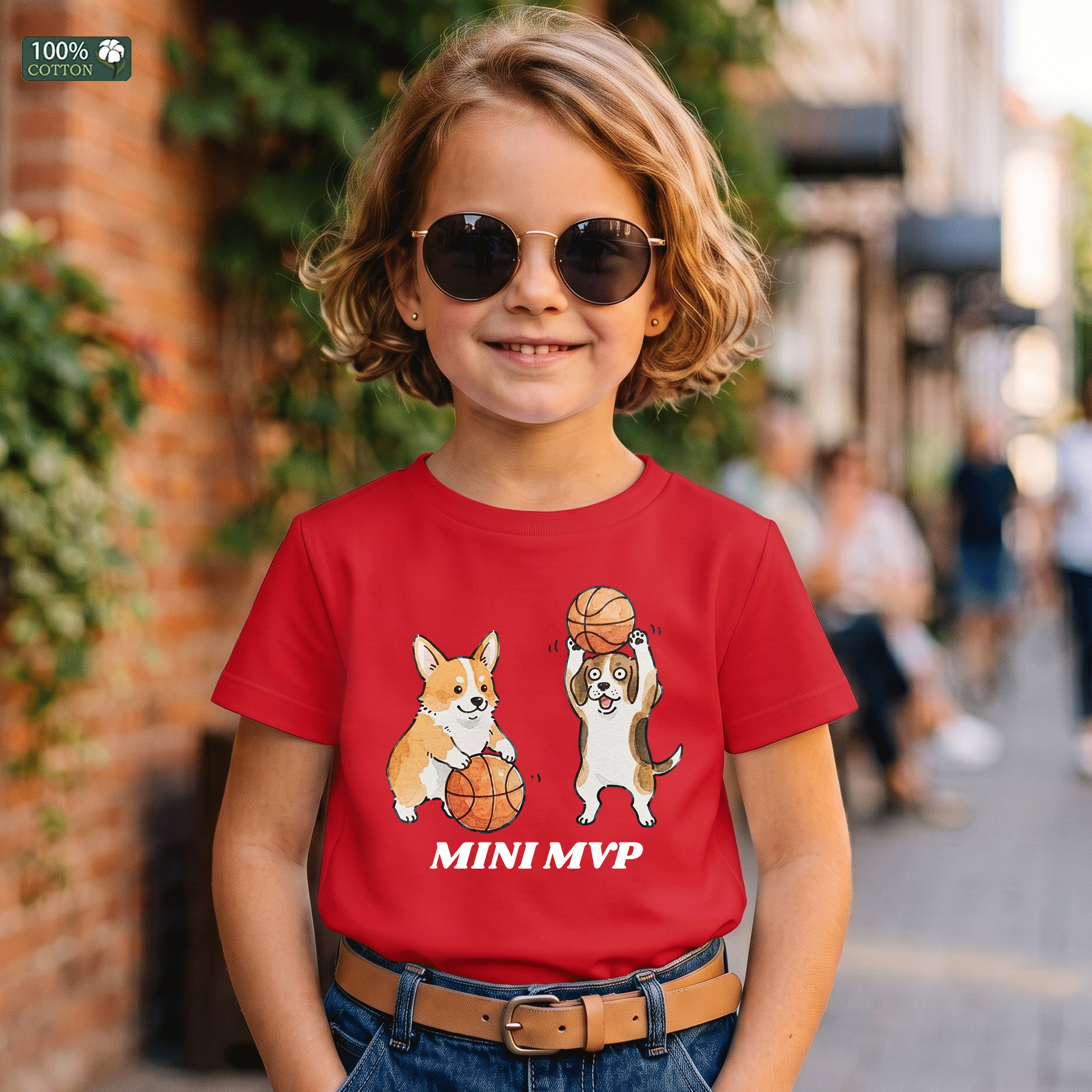 Mini MVP Basketball Dogs Kids T-Shirt