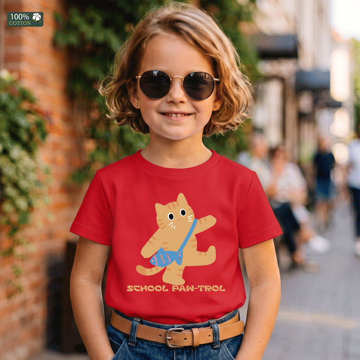 School Paw-Trol Cat Kids T-Shirt