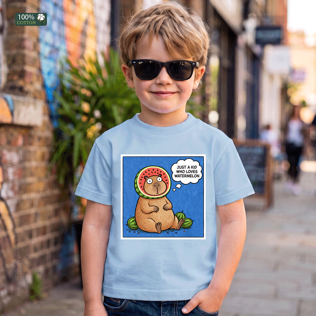 Just a Kid Who Loves Watermelon Capybara T-Shirt