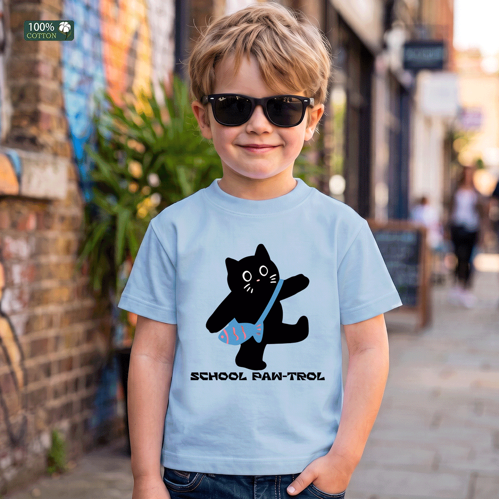 School Paw-Trol Cat Kids T-Shirt