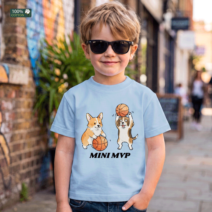 Mini MVP Basketball Dogs Kids T-Shirt
