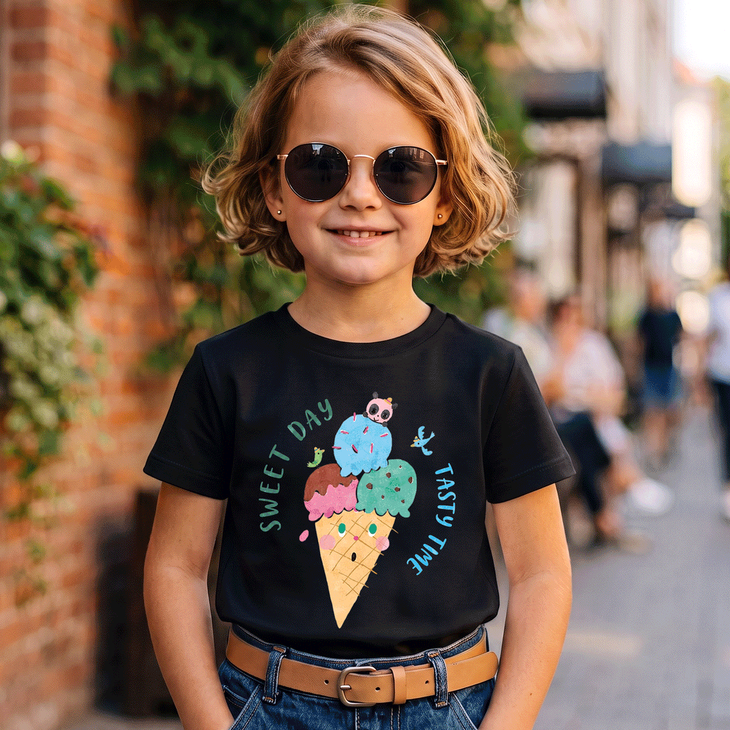 Sweet Day Tasty Time Ice Cream Kids Graphic T-Shirt