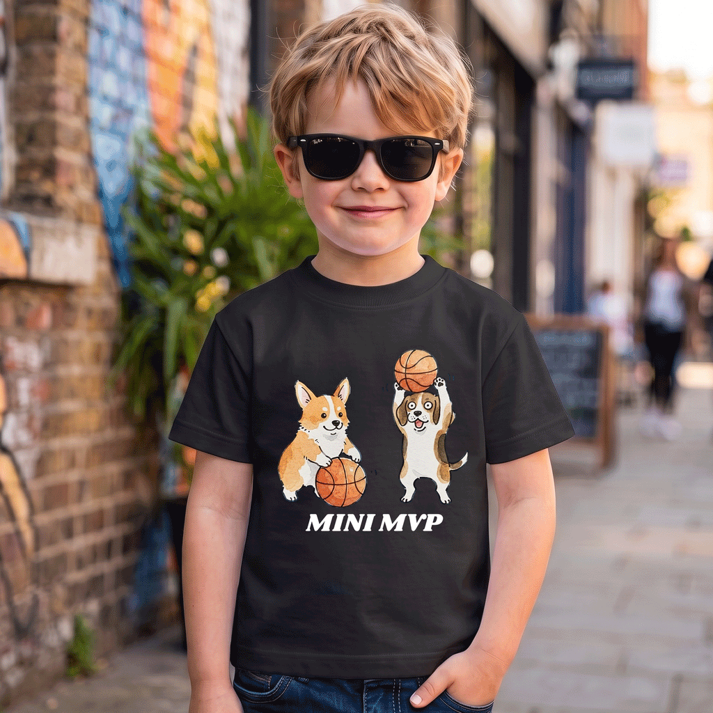 Mini MVP Basketball Dogs Kids T-Shirt