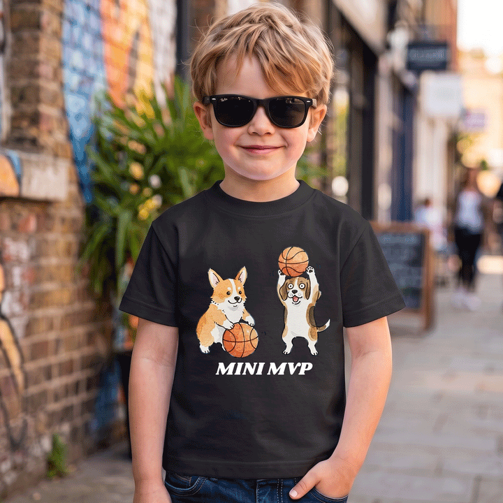 Mini MVP Basketball Dogs Kids T-Shirt