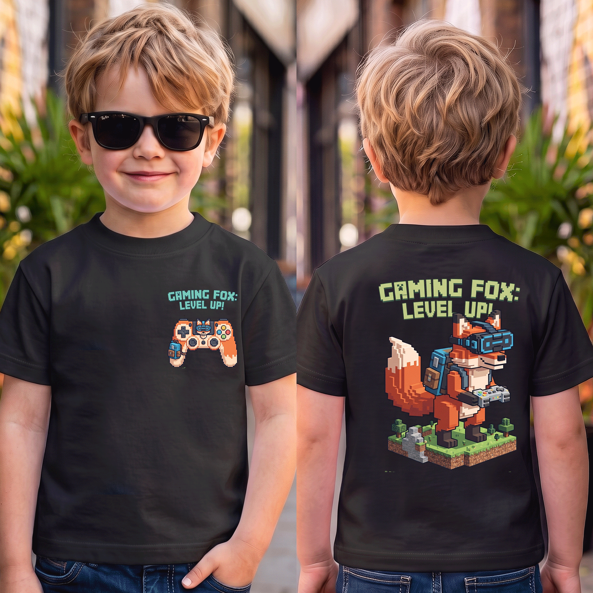 Gaming Fox Level Up Kids Graphic T-Shirt