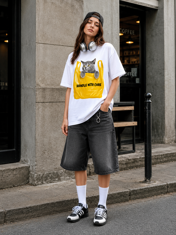 Handle With Care Cat T-Shirt – Funny Cat Lover Tee