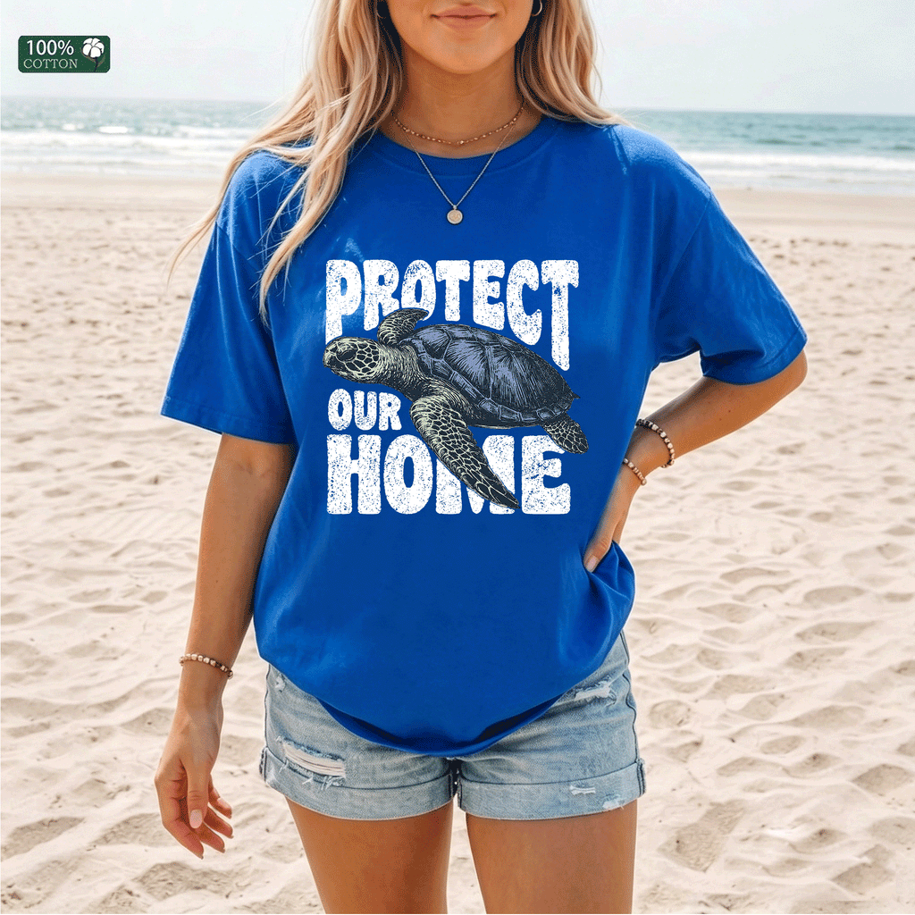 Protect Our Home Turtle T-shirt, Ocean Lover Graphic Tee