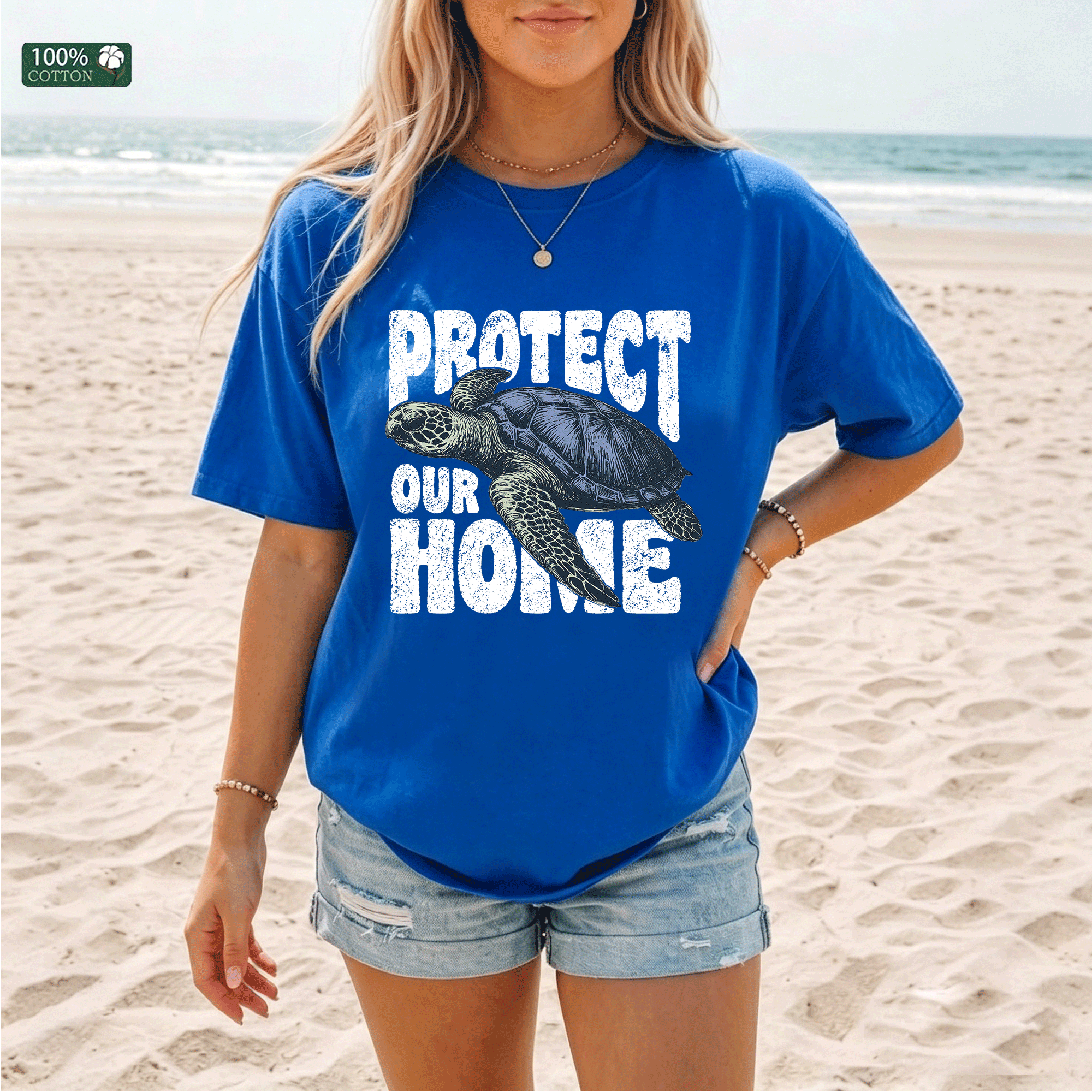 Protect Our Home Turtle T-shirt, Ocean Lover Graphic Tee