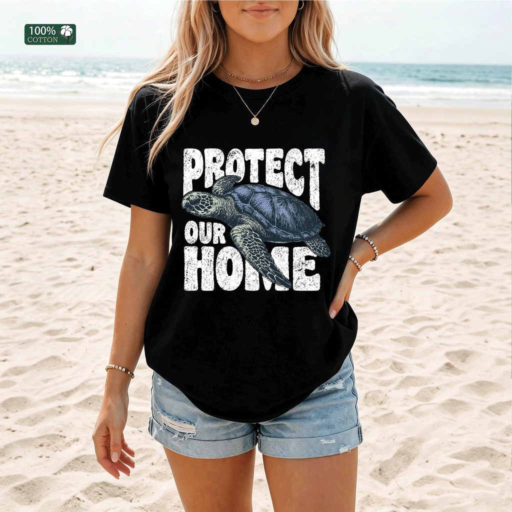 Protect Our Home Turtle T-shirt, Ocean Lover Graphic Tee
