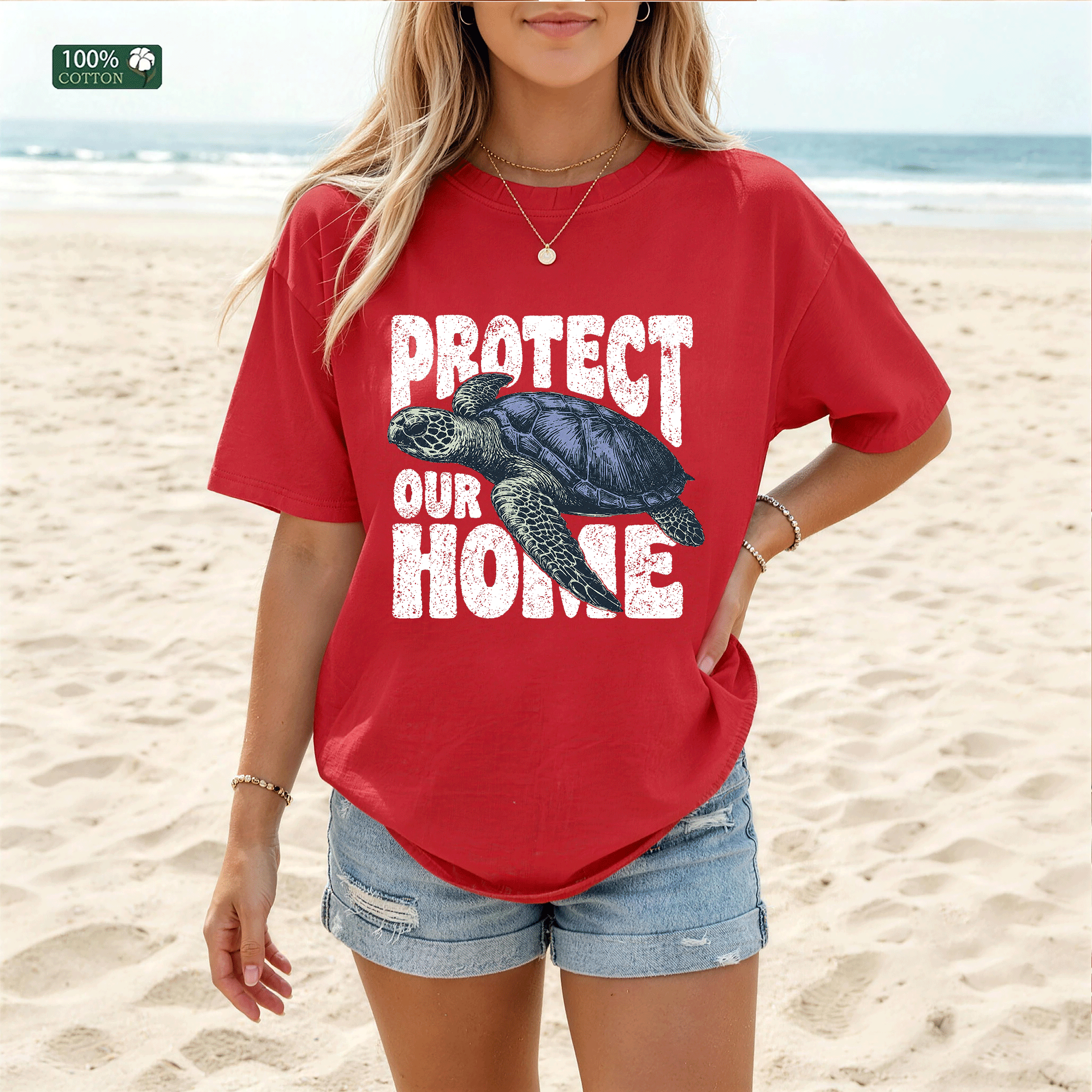 Protect Our Home Turtle T-shirt, Ocean Lover Graphic Tee