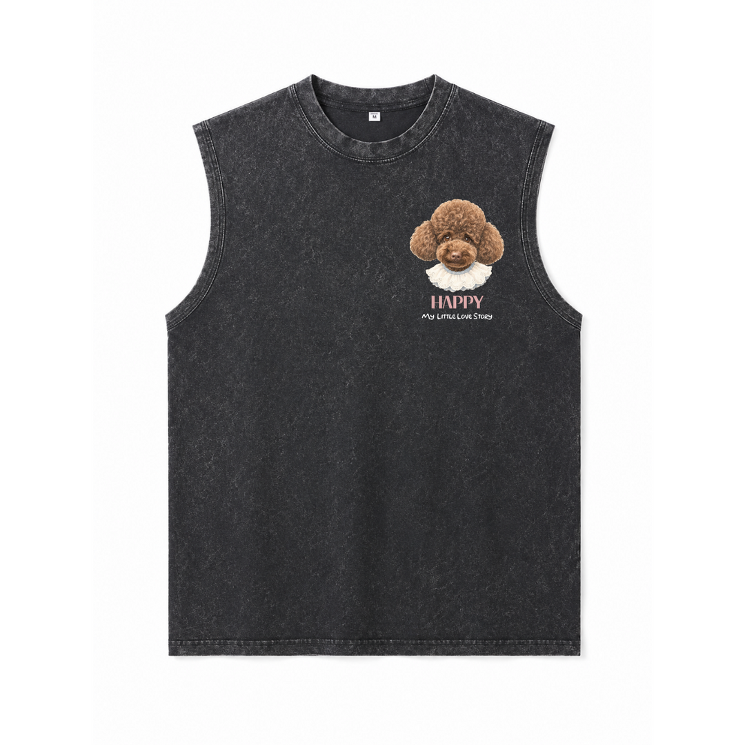 Korean-Style Hand-Drawn Pet Head Portrait Custom T-shirt