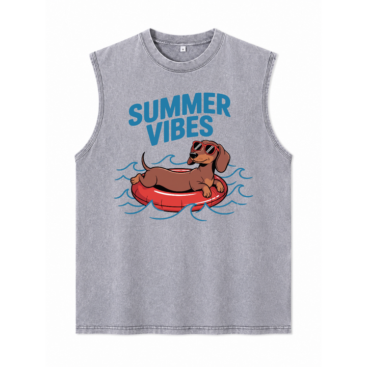 Summer Vibes Dachshund Graphic Vintage T-Shirt